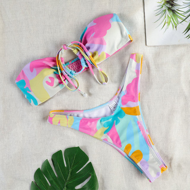 Triangle Bikini Set String Bikinis Patchwork Swimwear