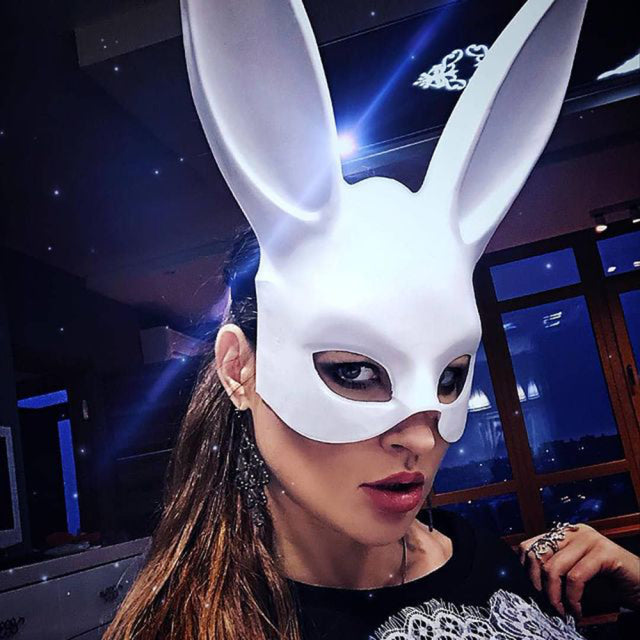 Fullyoung Sexy Leather Mask Bunny Girl Cosplay Masquerade Erotic Halloween Carnival Party Masks Bdsm Bondage Games Fetish Mask