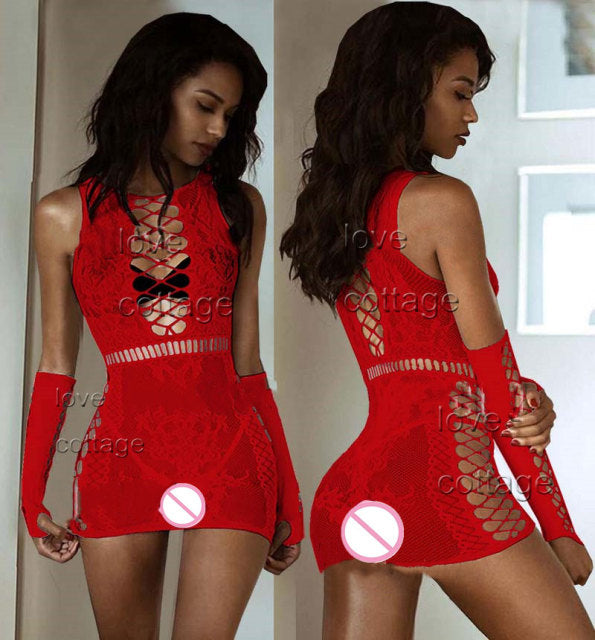 Plus Size Sexy Lingerie Erotic Babydoll Underwear Women Black Lace Nightdress Porno Costumes Sleepwear Dress Sexy Costumes