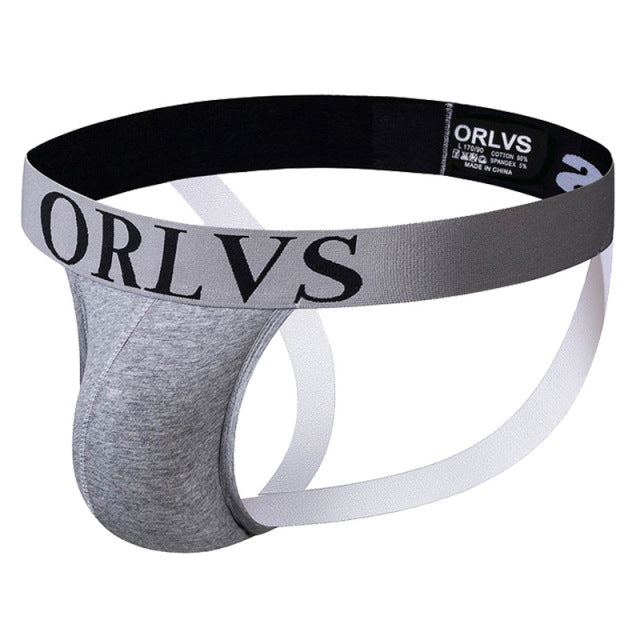 ORLVS Men Underwear Men Sexy Briefs Jockstrap Pouch Cuecas Man Cotton Panties Thongs Mesh Underpants Gay Slip Homme Srting
