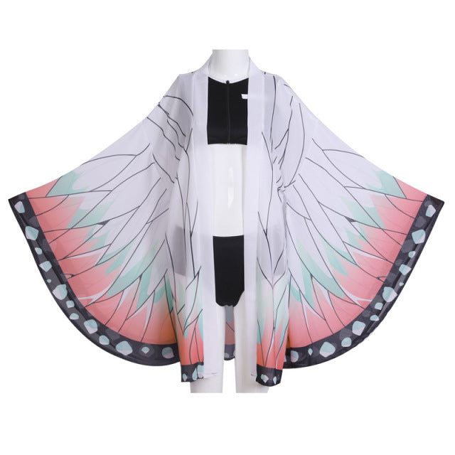 Cosplay Anime Demon Slayer Kimono Cardigan Kimetsu No Yaiba Keychain Kamado Tanjirou Two Piece V Neck Bathing Bikini Swimsuit