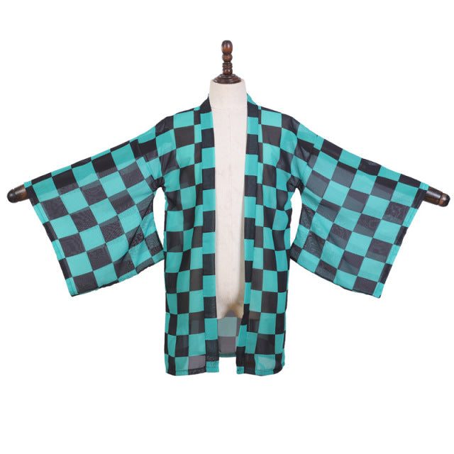 Cosplay Anime Demon Slayer Kimono Cardigan Kimetsu No Yaiba Keychain Kamado Tanjirou Two Piece V Neck Bathing Bikini Swimsuit