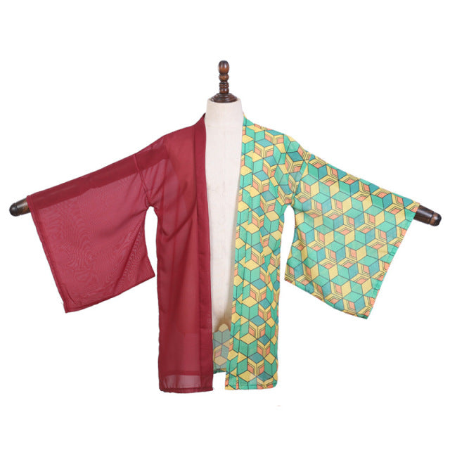 Cosplay Anime Demon Slayer Kimono Cardigan Kimetsu No Yaiba Keychain Kamado Tanjirou Two Piece V Neck Bathing Bikini Swimsuit