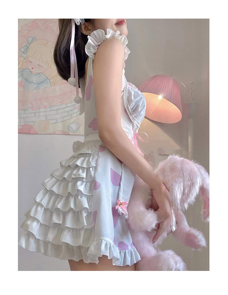 Lolita Cute Women Anime Sexy Bunny Girl Backless Bandage Maid Dress Ruffles Kawaii Cosplay Costumes Cows Lovely Tempatation New