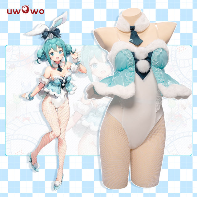UWOWO Mikuu Cosplay Hatsunee Costume Anime Figure Sexy White Bunny Girl Cute Bunnies VOCALOID Mikubunny Ver Jumpsuit Rabbit Suit