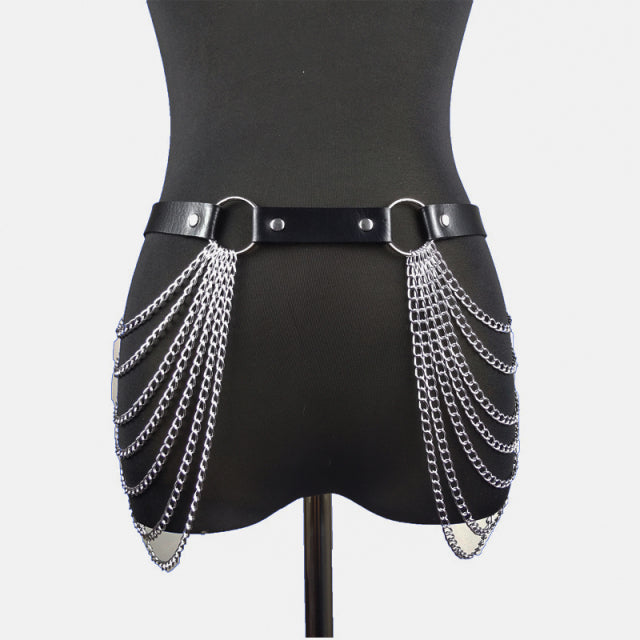 Sexy Underwear Chest Harness Body Bra BDSM Erotic Lingerie Choker Top Goth Leather Harness Mature Suspenders For Stockings