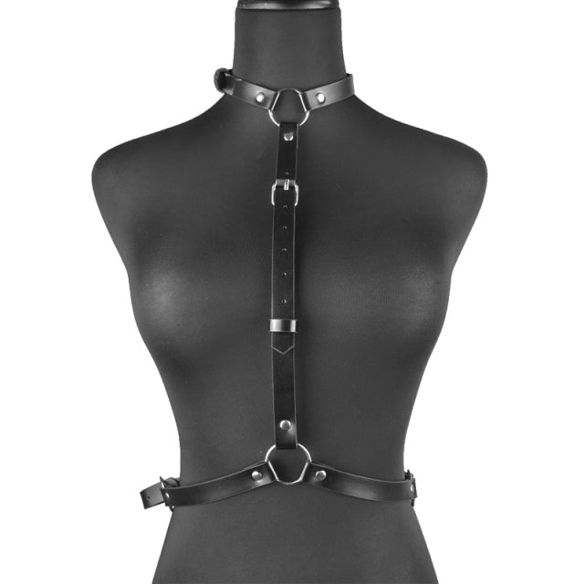 Sexy Underwear Chest Harness Body Bra BDSM Erotic Lingerie Choker Top Goth Leather Harness Mature Suspenders For Stockings