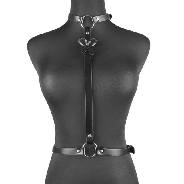Sexy Underwear Chest Harness Body Bra BDSM Erotic Lingerie Choker Top Goth Leather Harness Mature Suspenders For Stockings