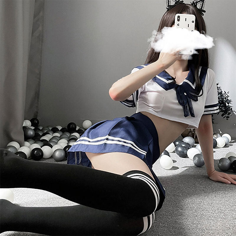 School Girl Japanese Plus Size Costumes Women Sexy Lingerie Temptation Suit Student Uniform Miniskirt Cosplay Cheerleader Outfit
