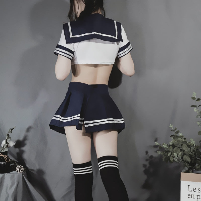School Girl Japanese Plus Size Costumes Women Sexy Lingerie Temptation Suit Student Uniform Miniskirt Cosplay Cheerleader Outfit