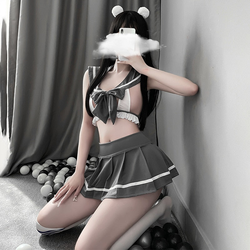 JK Uniform Role Play Costume Cheerleading Sex Clothing for Women Lingerie Japanese Sweet Plaid Sexy School Girl Student