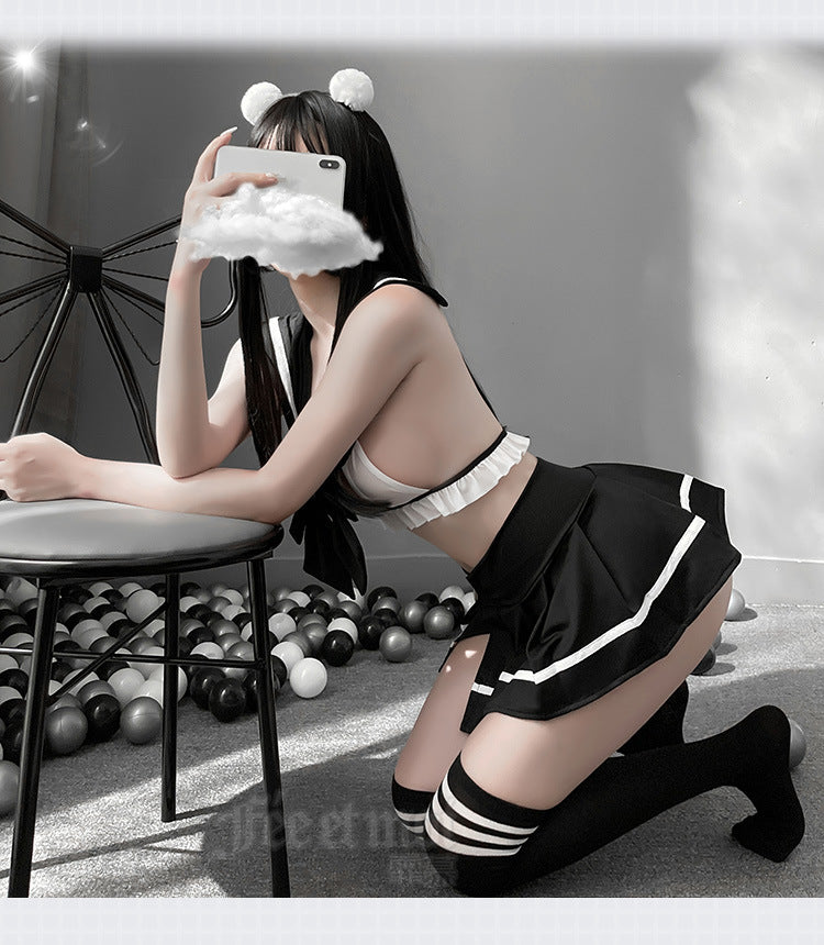 JK Uniform Role Play Costume Cheerleading Sex Clothing for Women Lingerie Japanese Sweet Plaid Sexy School Girl Student