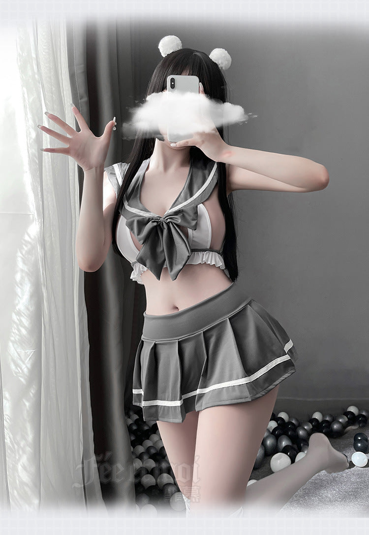 JK Uniform Role Play Costume Cheerleading Sex Clothing for Women Lingerie Japanese Sweet Plaid Sexy School Girl Student