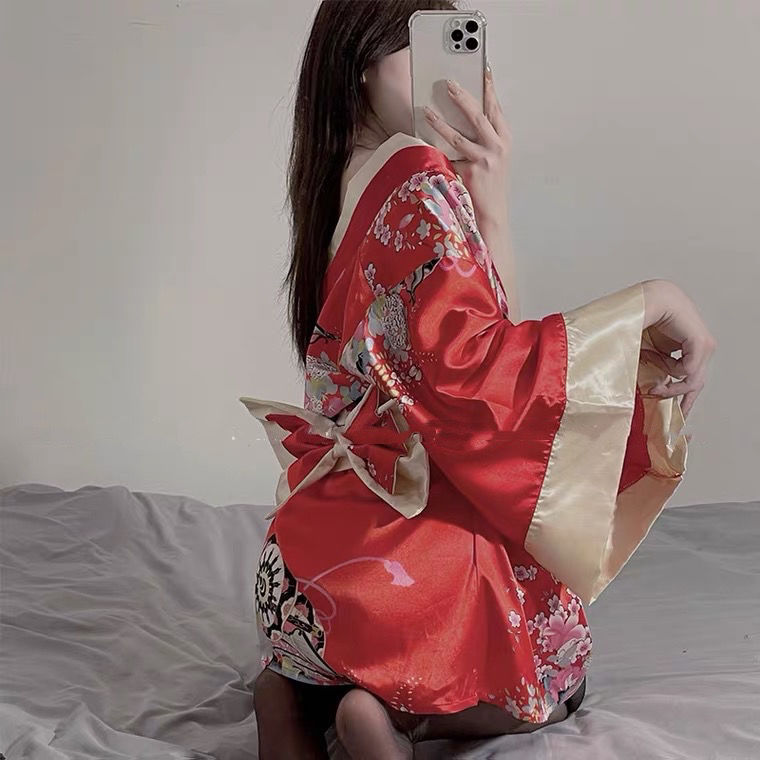 Sexy Lingerie Japanese Style Cherry Kimono Dress Sexy Sleepwear Bed Uniform Yukata Temptation Exotic Passion Suit Sex Shop HOT