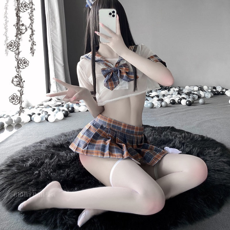 Sexy Japanese School Girl Ddlg Dress Mini Skirt Roleplay Costume Erotic Lingerie Sexy Cosplay JK Student Uniform