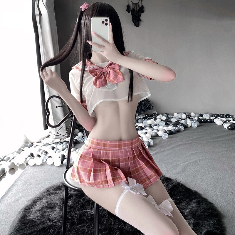 Sexy Japanese School Girl Ddlg Dress Mini Skirt Roleplay Costume Erotic Lingerie Sexy Cosplay JK Student Uniform