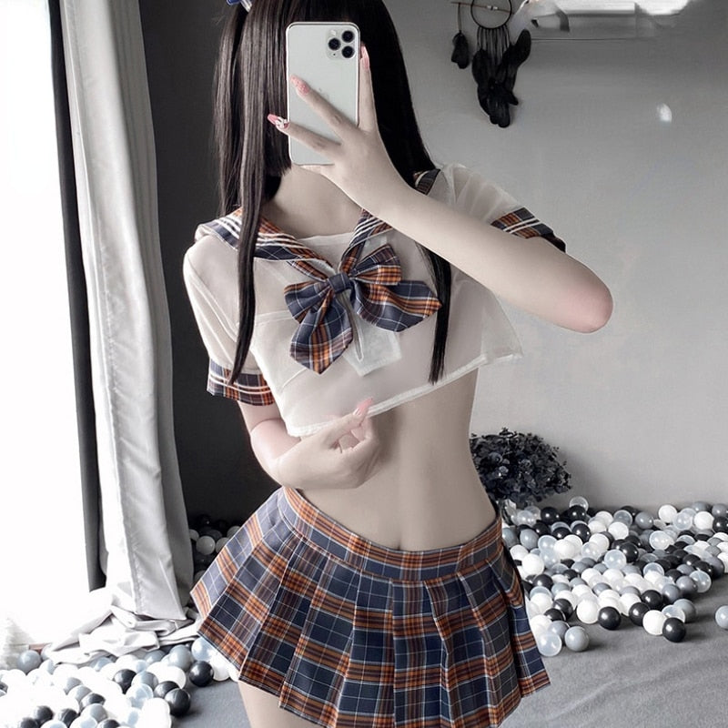 Sexy Japanese School Girl Ddlg Dress Mini Skirt Roleplay Costume Erotic Lingerie Sexy Cosplay JK Student Uniform