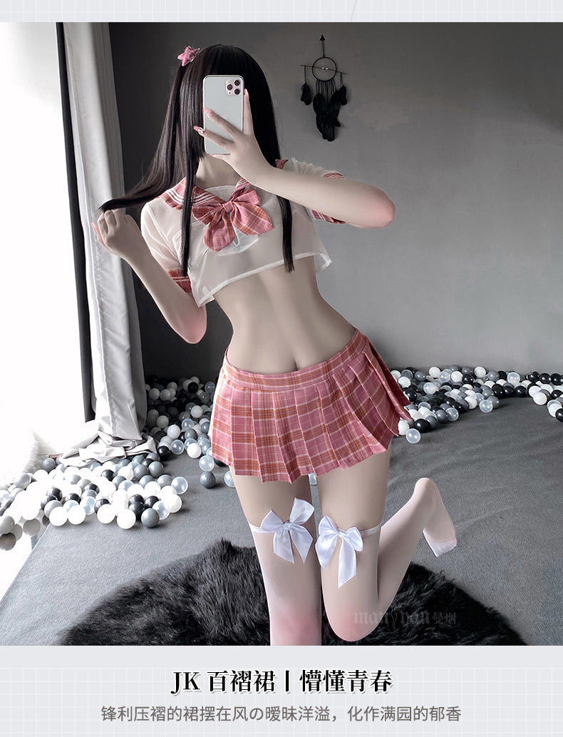 Sexy Japanese School Girl Ddlg Dress Mini Skirt Roleplay Costume Erotic Lingerie Sexy Cosplay JK Student Uniform