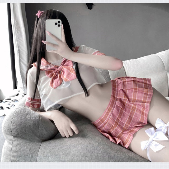 Sexy Japanese School Girl Ddlg Dress Mini Skirt Roleplay Costume Erotic Lingerie Sexy Cosplay JK Student Uniform