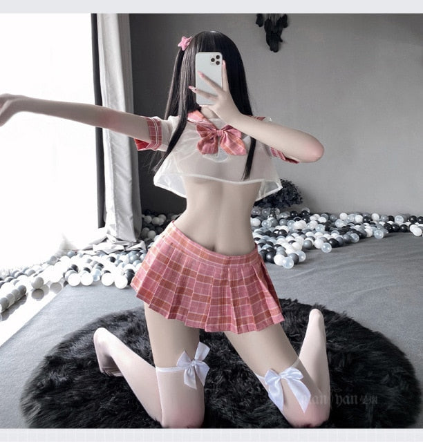 Sexy Japanese School Girl Ddlg Dress Mini Skirt Roleplay Costume Erotic Lingerie Sexy Cosplay JK Student Uniform