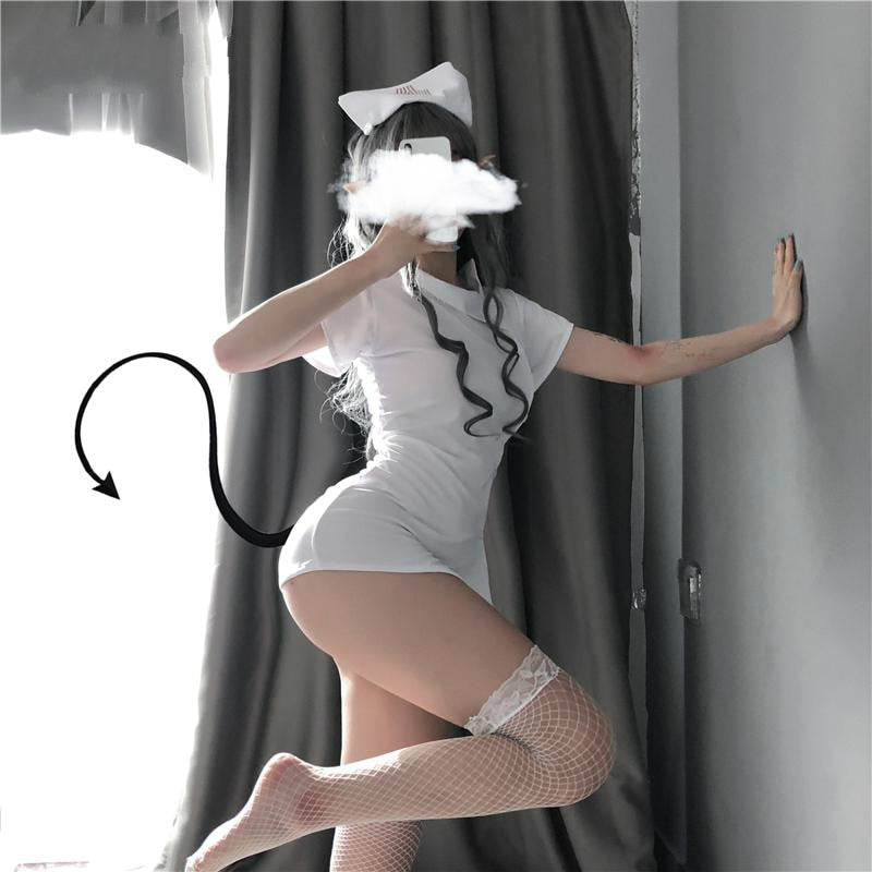 Japanese Maid School Girl Pink White Kawaii Doctor Roleplay Outfit for Woman Nurse Cosplay Costume Women Sexy Cosplay Lingerie