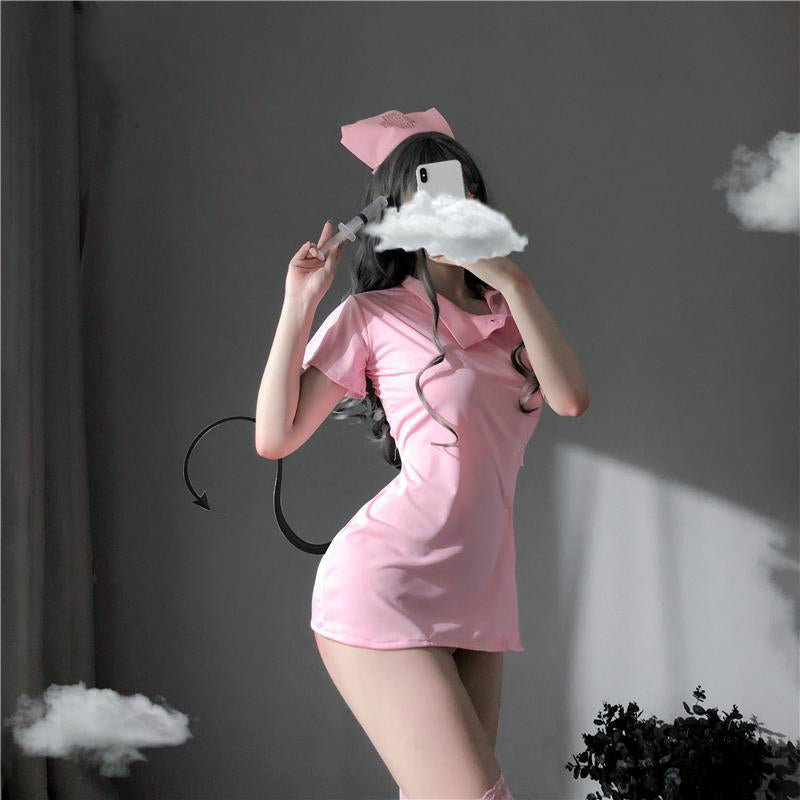 Japanese Maid School Girl Pink White Kawaii Doctor Roleplay Outfit for Woman Nurse Cosplay Costume Women Sexy Cosplay Lingerie