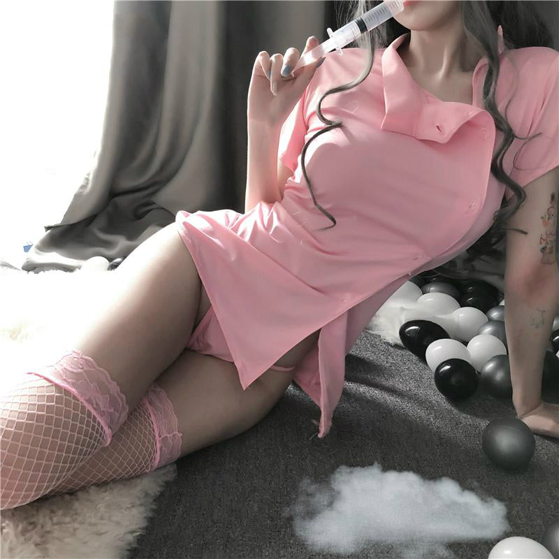 Japanese Maid School Girl Pink White Kawaii Doctor Roleplay Outfit for Woman Nurse Cosplay Costume Women Sexy Cosplay Lingerie