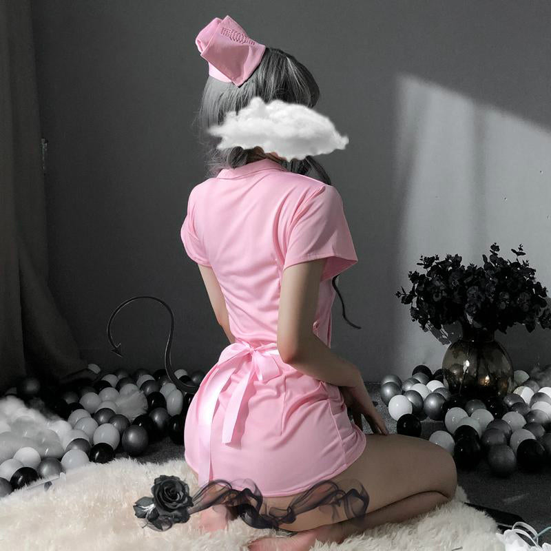 Japanese Maid School Girl Pink White Kawaii Doctor Roleplay Outfit for Woman Nurse Cosplay Costume Women Sexy Cosplay Lingerie