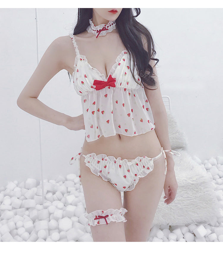 Girl Sexy Deep V Bow Pajamas Day Lace Home Clothes Autumn Winter Women Lingerie Set Japanese Princess Sweet Cute Pajamas