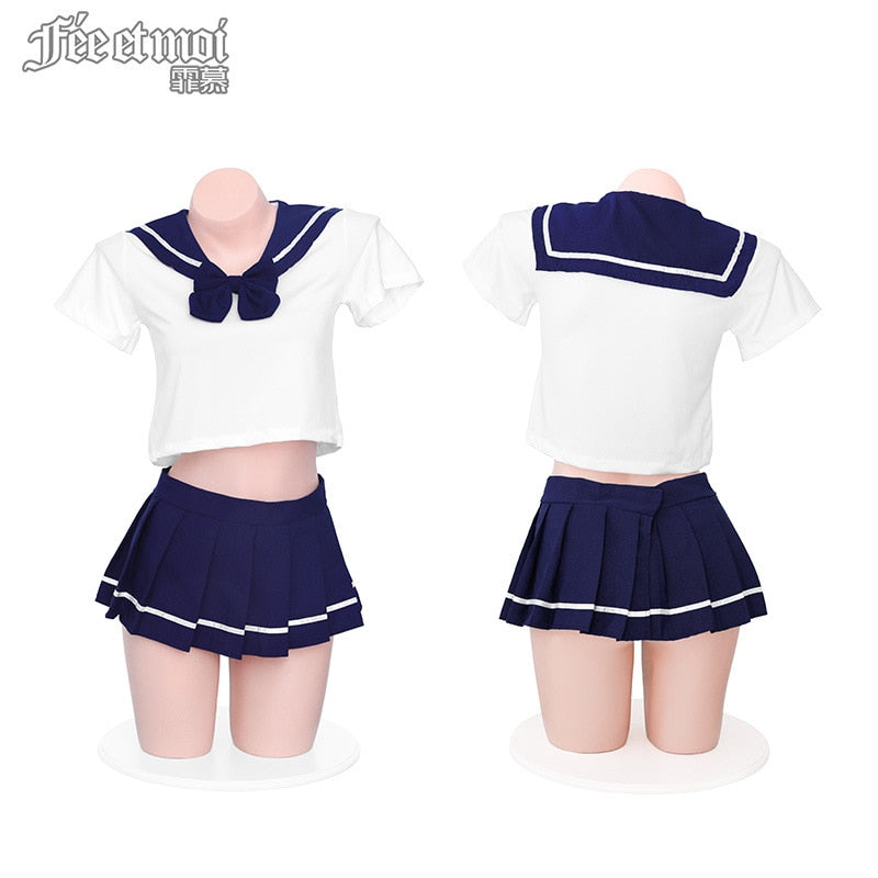 School Girl Japanese Sailor JK Uniform Costumes Baby Doll Women Sexy Cosplay Lingerie Student Outfit with Miniskirt Cheerleader