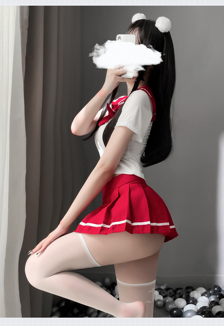 School Girl Japanese Sailor JK Uniform Costumes Baby Doll Women Sexy Cosplay Lingerie Student Outfit with Miniskirt Cheerleader