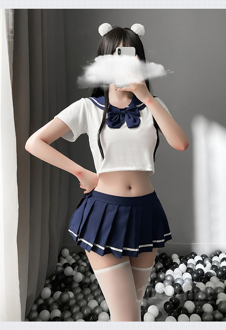 School Girl Japanese Sailor JK Uniform Costumes Baby Doll Women Sexy Cosplay Lingerie Student Outfit with Miniskirt Cheerleader