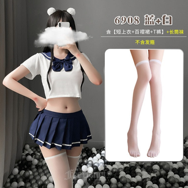 School Girl Japanese Sailor JK Uniform Costumes Baby Doll Women Sexy Cosplay Lingerie Student Outfit with Miniskirt Cheerleader