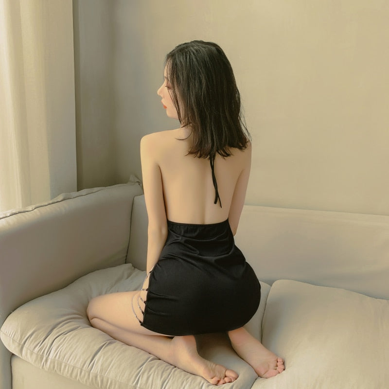 Japanese Lingerie Cow Costume Cosplay Erotic Sexy Teacher Uniform Role Play Secretary Backless Vneck Sleepwear Outfit Temptation