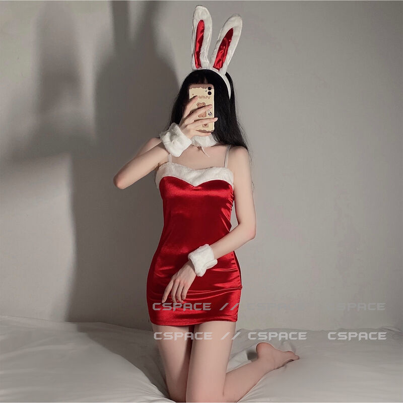 Sexy Lingerie Bunny Girl Cosplay Outfit Velvet Underwear Nightdress Japanese Anime Rabbit Cos Uniform Sleepwear Lace Fancy Dress