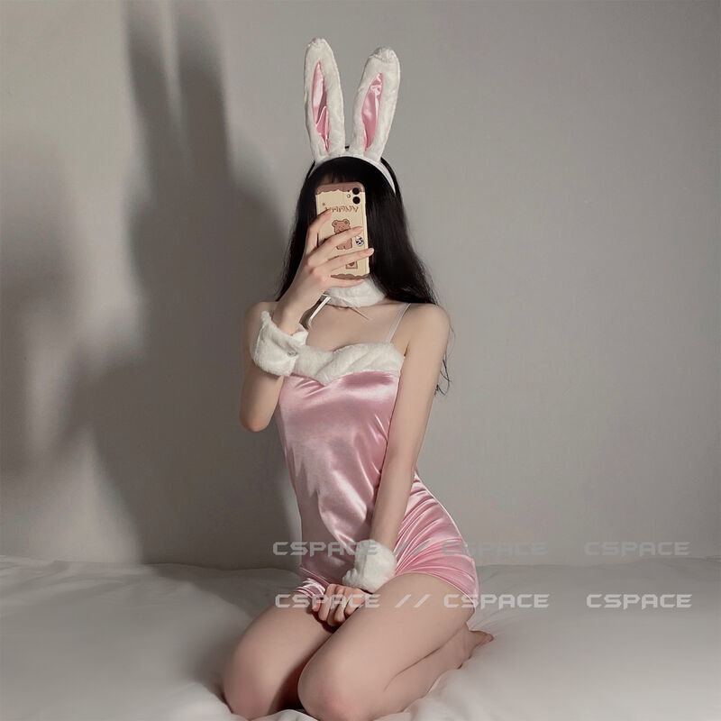 Sexy Lingerie Bunny Girl Cosplay Outfit Velvet Underwear Nightdress Japanese Anime Rabbit Cos Uniform Sleepwear Lace Fancy Dress