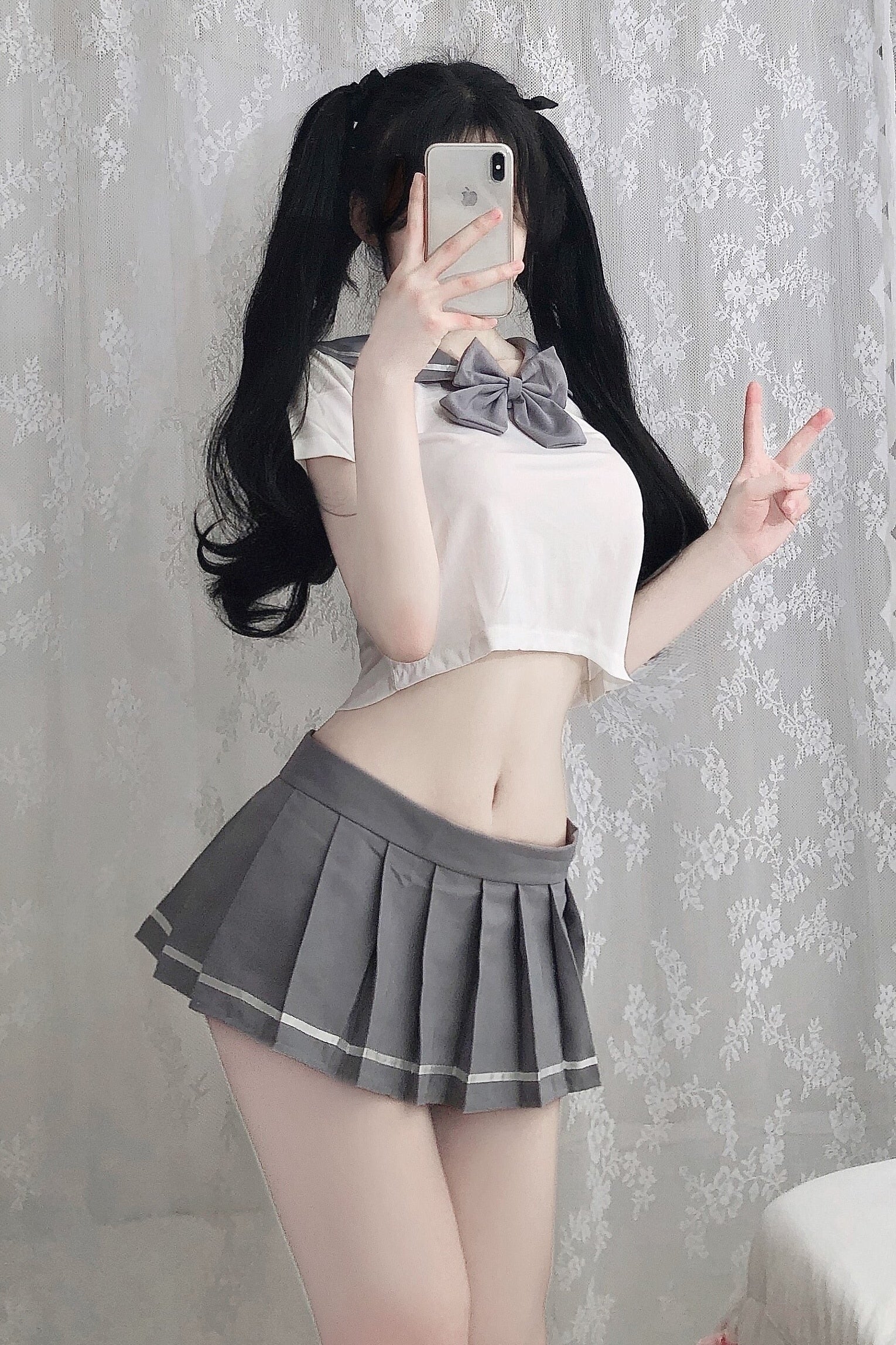 Cute Young Girl JK Schoolgirl Uniform Japanese Sweet Short Tops with Bow Tie Mini Pleated Skirt Cosplay Student Sexy Lingerie