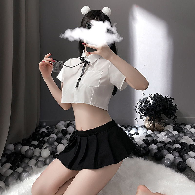 Japanese Bar Party Erotic Student Costumes Sexy Cosplay Lingerie School Girl Pleated Miniskirt Outfit Role Play JK Uniform New