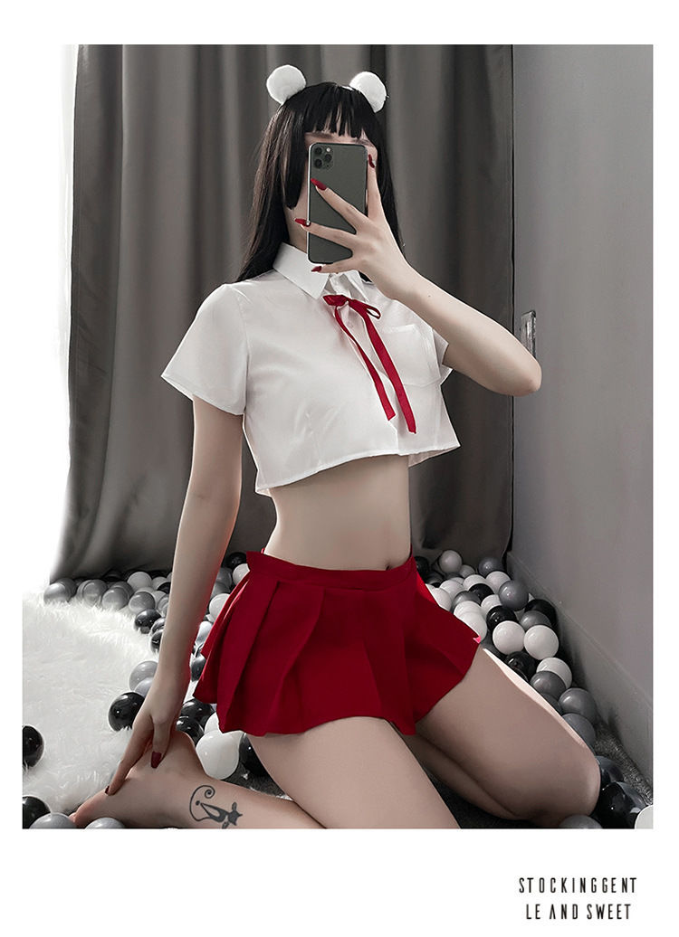 Japanese Bar Party Erotic Student Costumes Sexy Cosplay Lingerie School Girl Pleated Miniskirt Outfit Role Play JK Uniform New