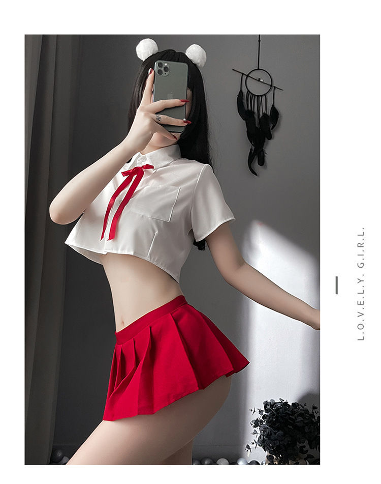 Japanese Bar Party Erotic Student Costumes Sexy Cosplay Lingerie School Girl Pleated Miniskirt Outfit Role Play JK Uniform New