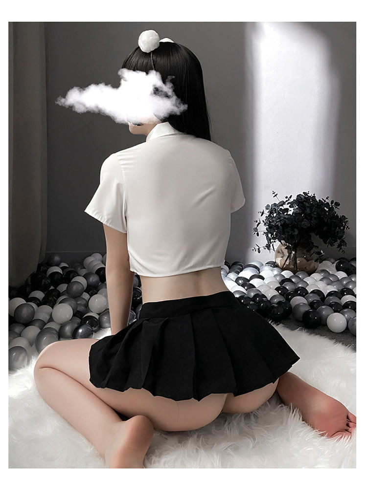 Japanese Bar Party Erotic Student Costumes Sexy Cosplay Lingerie School Girl Pleated Miniskirt Outfit Role Play JK Uniform New