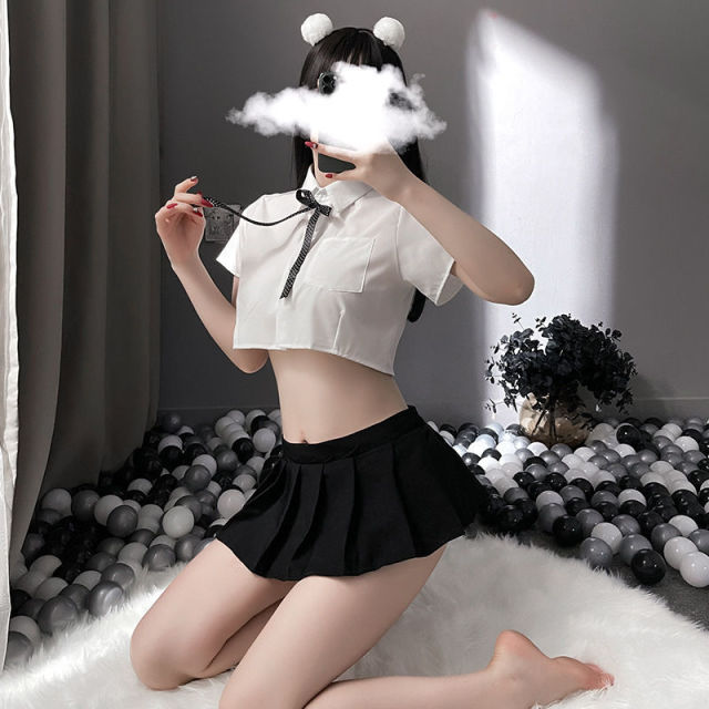 Japanese Bar Party Erotic Student Costumes Sexy Cosplay Lingerie School Girl Pleated Miniskirt Outfit Role Play JK Uniform New