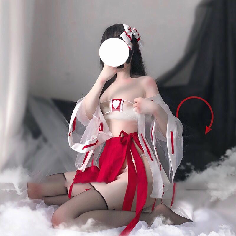 Passion Suit Women Lingerie Set Kimono Witch Uniform Sexy Costumes Cute Cos Suit for Girls Japanese Anime Cosplay Exotic Apparel