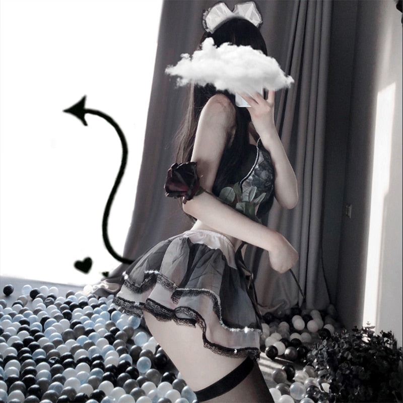 5Pcs Sexy Bow-Knot Cosply Costumes Anime Women Moe Lingerie Hot Underwear Lovely Princess Dress Lace Comic Outfit