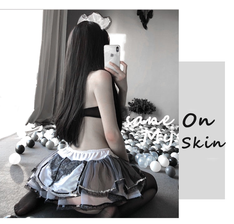 5Pcs Sexy Bow-Knot Cosply Costumes Anime Women Moe Lingerie Hot Underwear Lovely Princess Dress Lace Comic Outfit