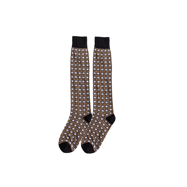 Socks Tube to Knee Cotton Combed Plaid Fashion With Personality and Comfortable Leisure Sports
