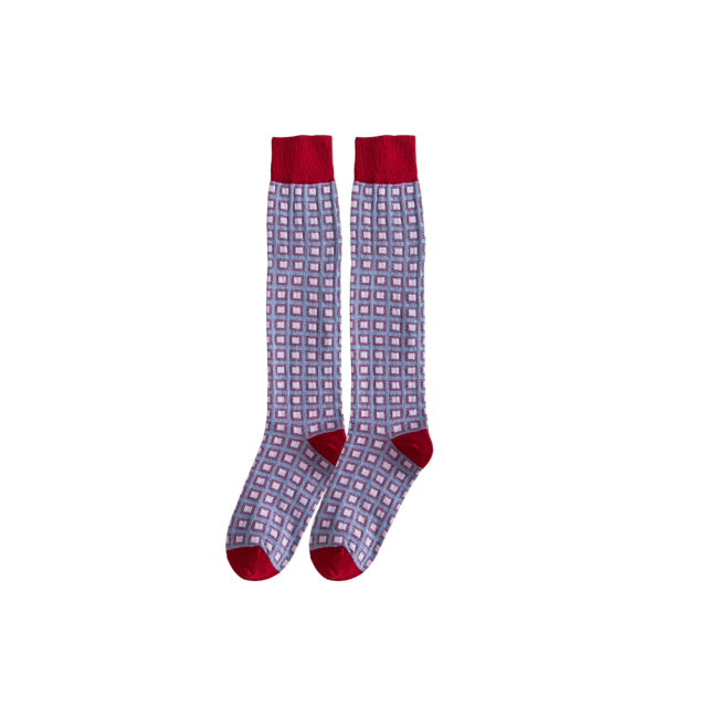 Socks Tube to Knee Cotton Combed Plaid Fashion With Personality and Comfortable Leisure Sports