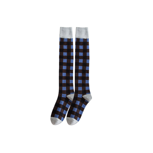 Socks Tube to Knee Cotton Combed Plaid Fashion With Personality and Comfortable Leisure Sports