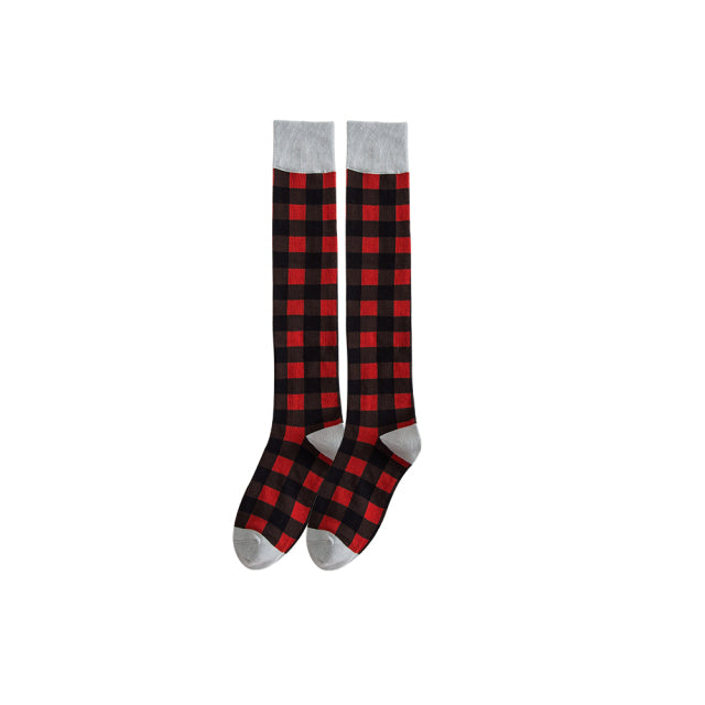 Socks Tube to Knee Cotton Combed Plaid Fashion With Personality and Comfortable Leisure Sports