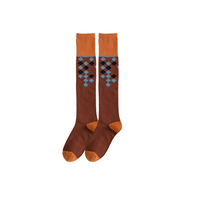 Socks Tube to Knee Cotton Combed Plaid Fashion With Personality and Comfortable Leisure Sports